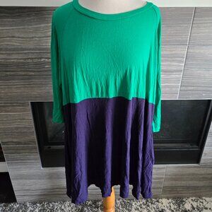 EGS Green & Purple Color Block Tunic | Size 2XL | 3/4 Sleeve | EUC